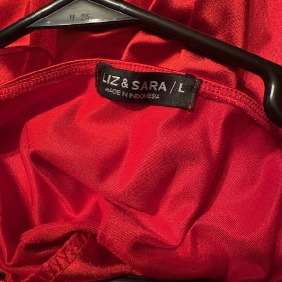 Liz & Sara Red Strappy Dress with Side Ruffle Detail - Picture 3 of 3